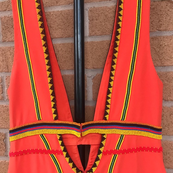 Red dress w embroidered beads, new, never worn, Nicole Milller, size 4 - Picture 6 of 7